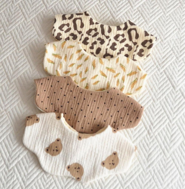 2PCS Baby Korean Version Of Cotton Five-layer Bib Petal Baby Saliva Towel Cotton Baby Bib Anti-spit Milk Bib Rice Pocket Baby Accessories Wholesale