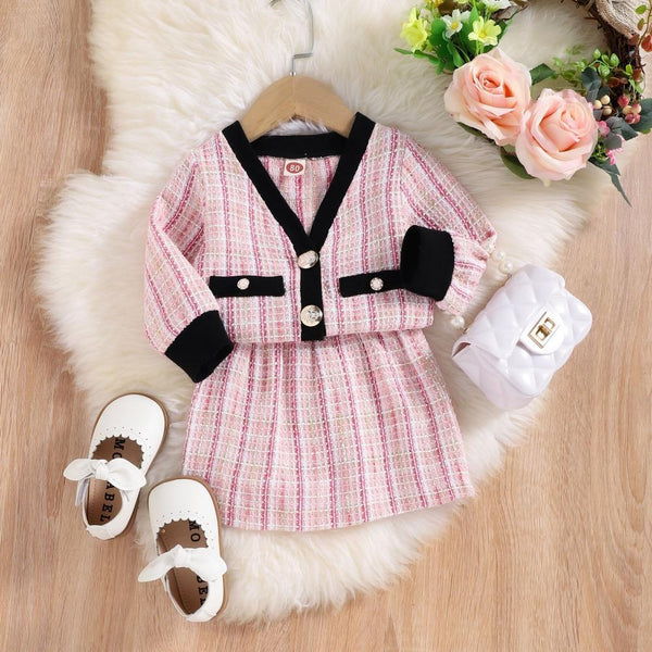 Girls Autumn Sweet Little Fragrant Tops and Skirts Two-piece Set Wholesale Girls Clothes