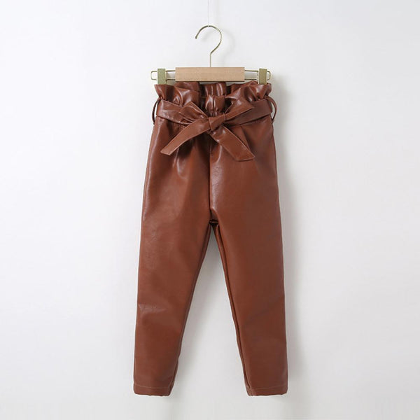 Girls Autumn And Winter New Leather Pants PU Leather Pants Wholesale Girls Clothes