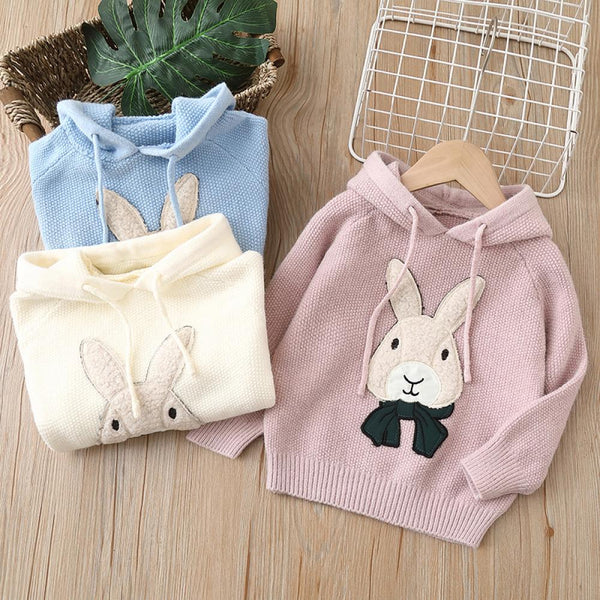 Girls Sweater Hoodie Autumn and Winter Little Girl Bunny Pullover Sweater Wholesale Girls Clothes