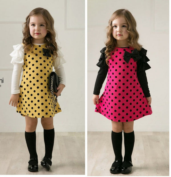 Girls Spring and Autumn Polka Dot Dress Wholesale Little Girl Dresses