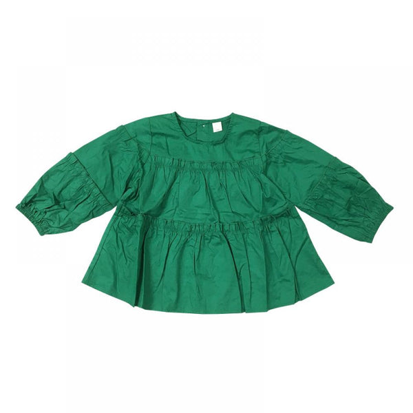 Girls Spring And Summer New Bubble Sleeve Green Dress Wholesale Girls Dress