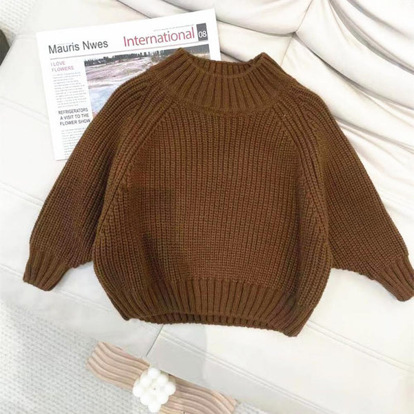 Spring and Autumn Pullover Bottoming Boys and Girls Retro Long Sleeve Sweater Wholesale Kids Clothes