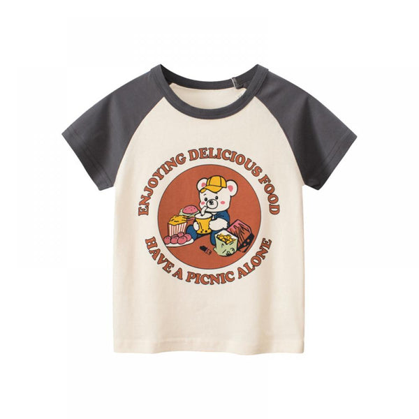 Summer New Children's Short Sleeve T-shirt Girls Cartoon Printed Round Neck Jacket Wholesale