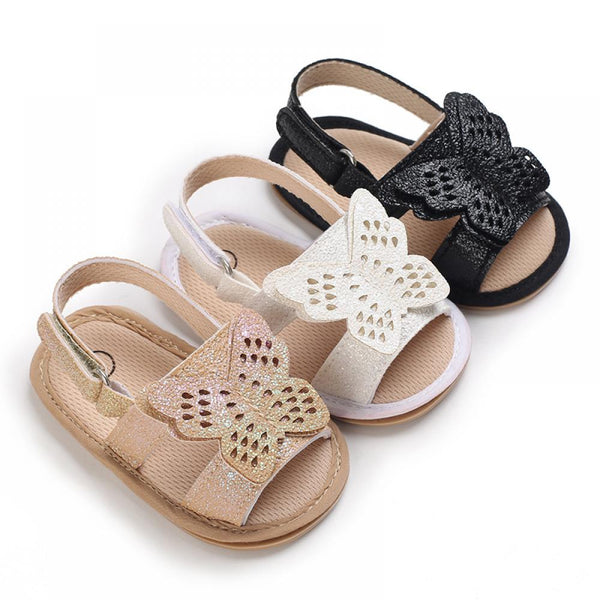 0-1Y Summer Baby Girls Shoes Solid Color Butterfly Deco Sandals Wholesale Baby Shoes Usa