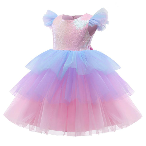 Summer New Girl Princess Dress Gauze Sequins Pompous Dress Wholesale Little Girl Boutique Clothing