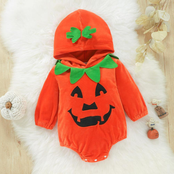 Halloween Baby Pumpkin Hooded Romper Wholesale Baby Clothes