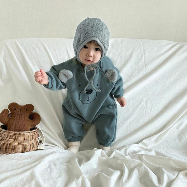 Baby Brushed Warm Bear Jumpsuit Wholesale Baby Clothes