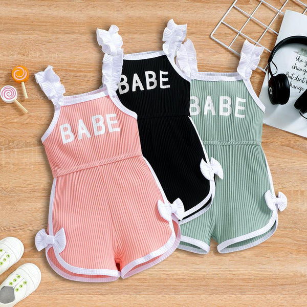 Children's Clothing Alphabet Puppet Lace Sling Bow Shorts Romper Sports Cute Wholesale Kids Clothing