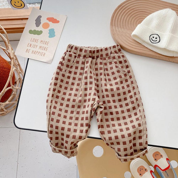 Unisex Baby Boys Girls Plaid Spring Autumn Pants Baby Clothing Cheap Wholesale