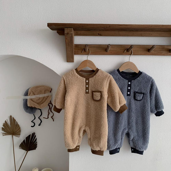 Autumn Baby Thicken Warm Long-sleeve Coral Velvet Romper + Hat Wholesale Baby Clothes