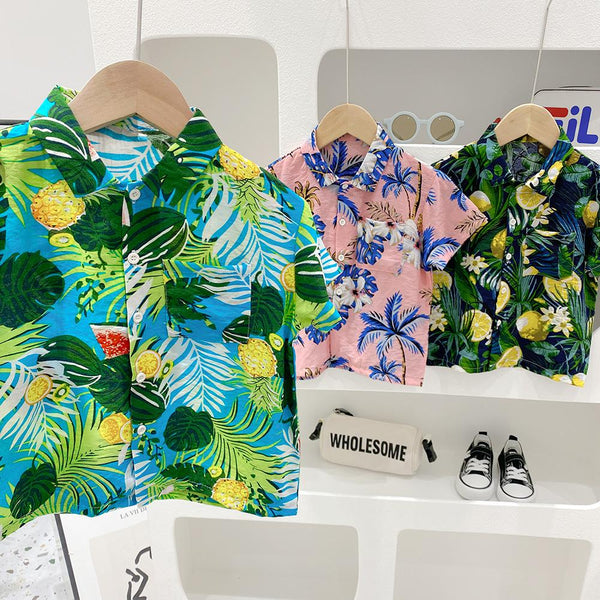Summer Children's Short-sleeved Shirt Boy's Beach Holiday Style Shirt Wholesale