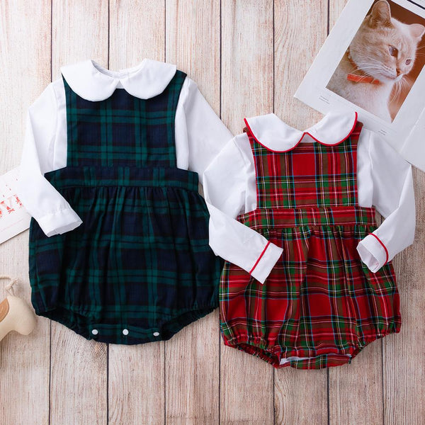 Newborn Baby Girls Spring Autumn Plaid Christmas Dress Babywear Wholesale