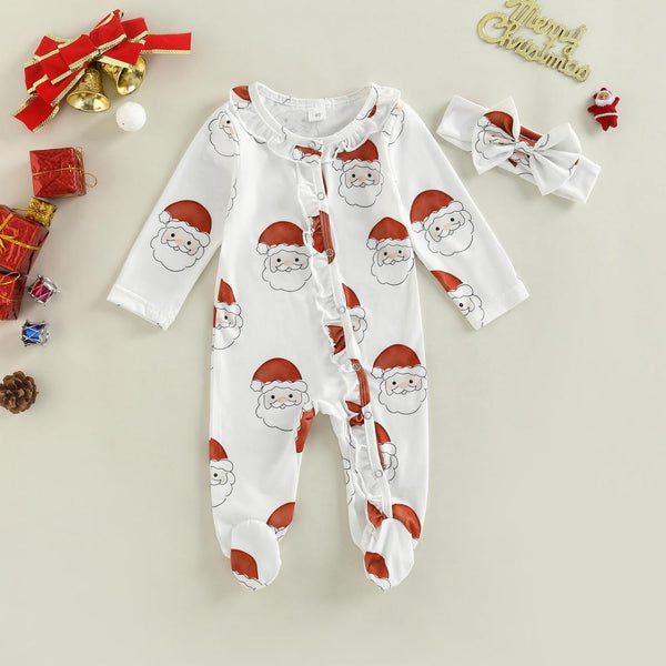 Baby Christmas Autumn Print Romper Wholesale Baby Clothes