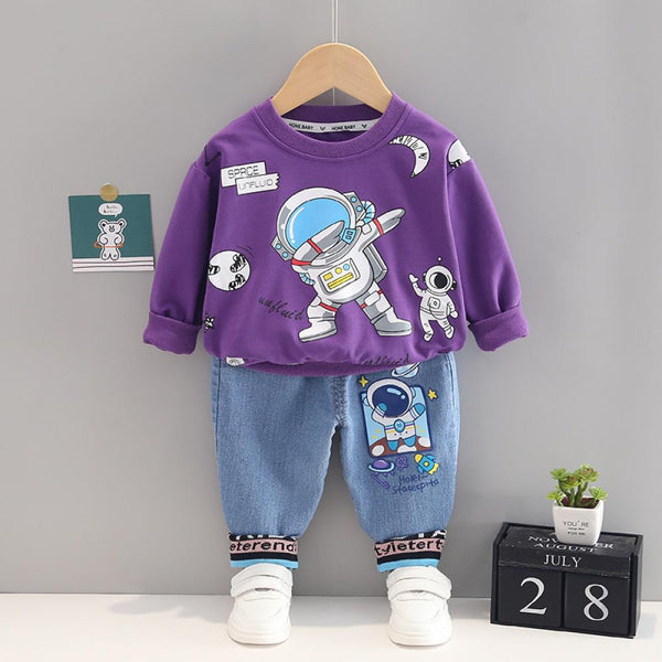 Boys Autumn Cartoon Sweatshirt and Pants Set Baby Boys Clothing Wholesale