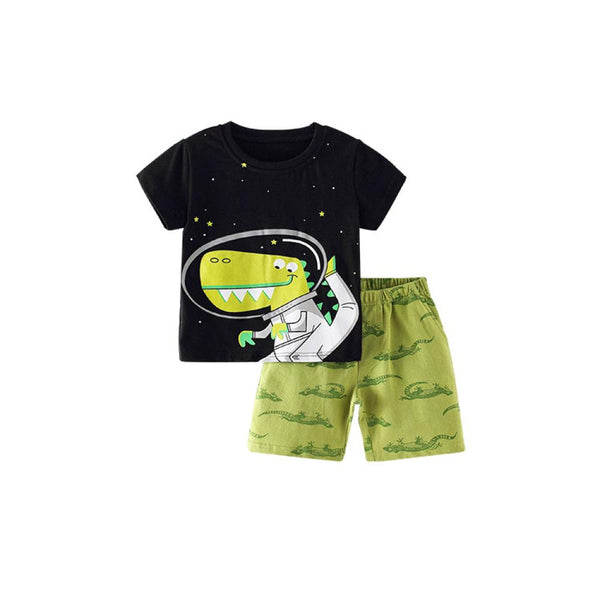 Toddler Boys Summer Set Dinosaur Printed Top and Shorts Baby boy wholesale boutique