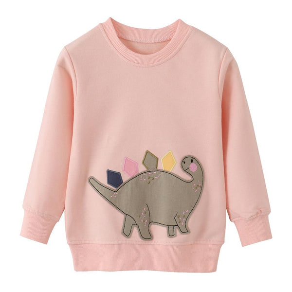 Girls Spring Autumn Long Sleeve Dinosaur T-shirt Wholesale Baby Girl Clothes