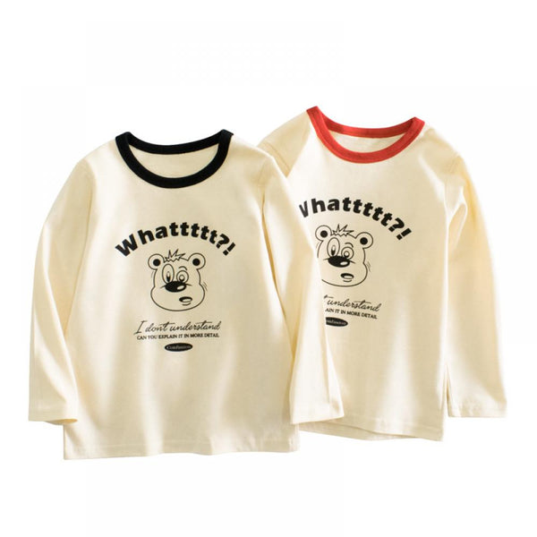 Unisex Boys Girl Spring Autumn Letter Bear T-shirt Wholesale Baby Girl Clothes