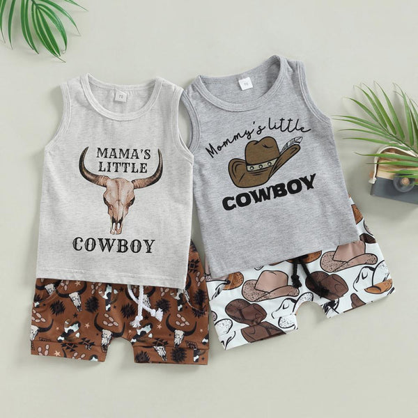 0-3 Years Old Summer Baby Costume Boys' Suit Farm Style Vest T-shirt Shorts Set Wholesale