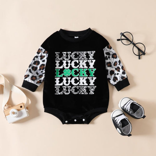 St. Patrick's Day Baby Jumpsuit Children's Letter Printing Color Matching Romper Wholesale Baby Clothes