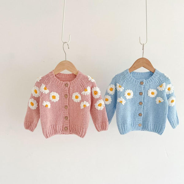 Baby Girls Daisy Embroidered Cardigan Wholesale Clothing Baby