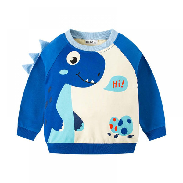 Spring and Autumn Children's Cartoon Dinosaur Pullover Sweatshirt Wholesale Boys Clothes