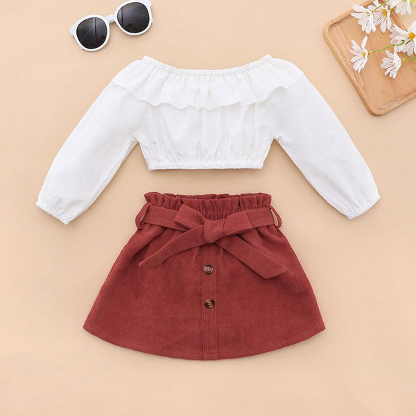 Girls Autumn Long Sleeve White Large Lace Collar Suit Wholesale Girls Clothes