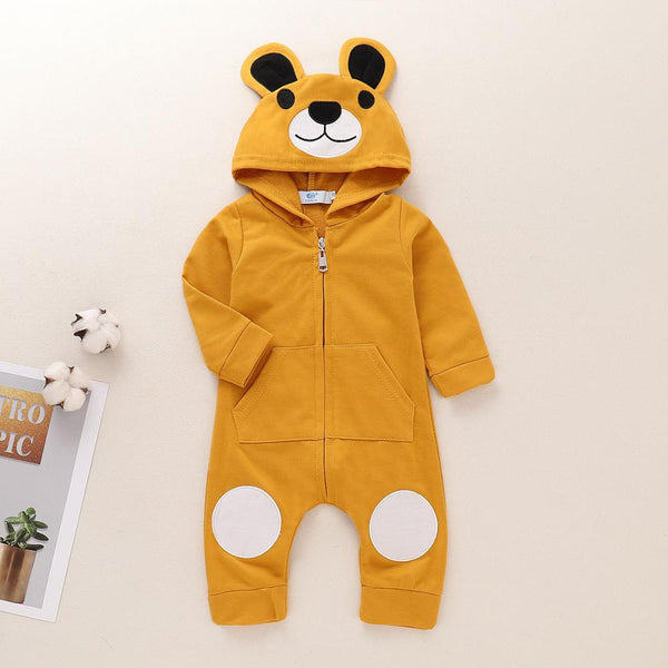 Unisex Autumn Bear Hooded Onesie Baby Wholesale Clothes
