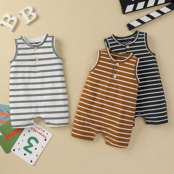 Newborn Baby Boys SUmmer Sleeveless Stripe Romper Baby Clothes Cheap Wholesale