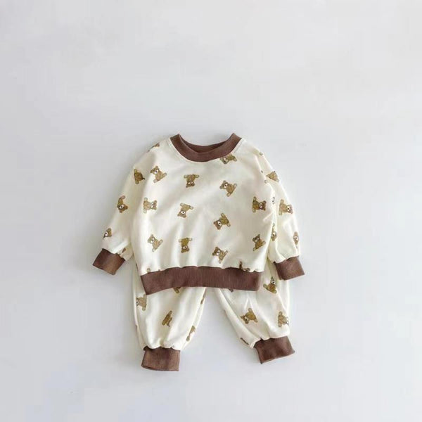 Spring Autumn Baby Cute Bear Long-sleeve Top + Pants Set Wholesale Kids Clothes