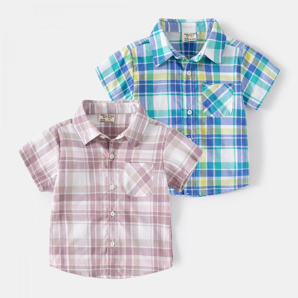 Summer Boys Soft Plaid Shirt Wholesale