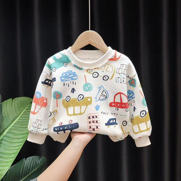 Boys Spring And Autumn Sweater Western Style Cartoon Bottoming Shirt Top Wholesale Boy Clothing