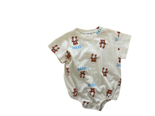 Baby Summer Bear Print Cotton Romper Wholesale Baby Clothes