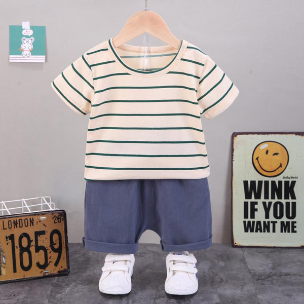 1-4T Boys Summer Stripe Top And Shorts Set Little Boys Wholesale Clothing