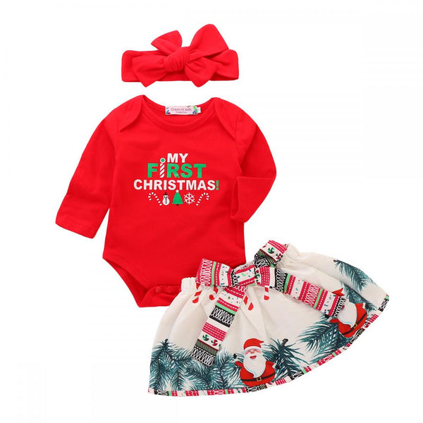Children's Clothing Girls Christmas Three Piece Set Wholesale Baby Clothes