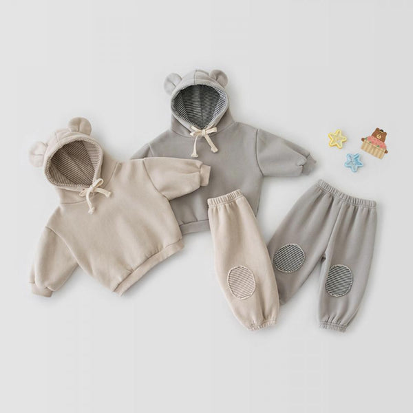 Unisex Newborn Baby Solid Hoodie And Pants Casual Set Babywear Wholesale