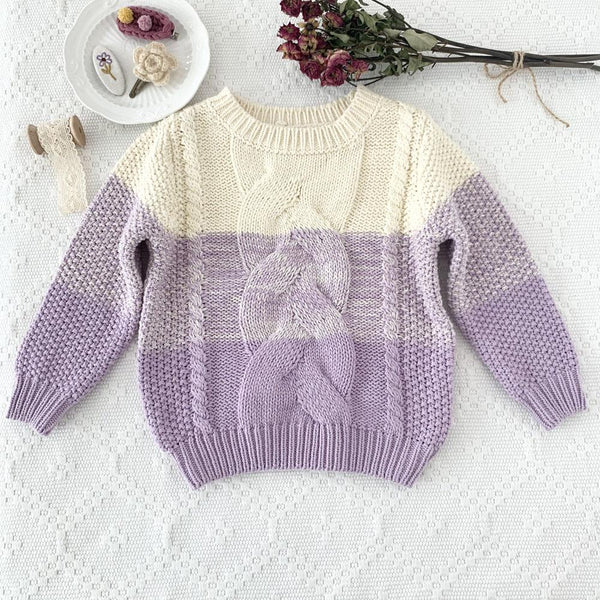 Girls Sweater Thick Twisted Rope Twist Sweater Purple Gradient Wholesale Girls Clothes