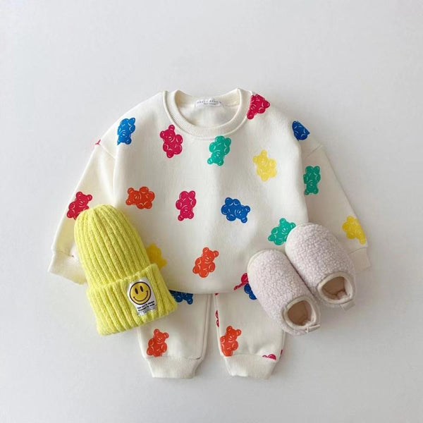 Baby Girls Autumn Winter Bear Top and Pants Set Wholesale Baby Girl Clothes