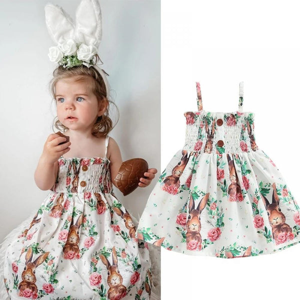 Easter Baby Sling Dress Bunny Flower Sleeveless Sling Princess Sling Dress Wholesale