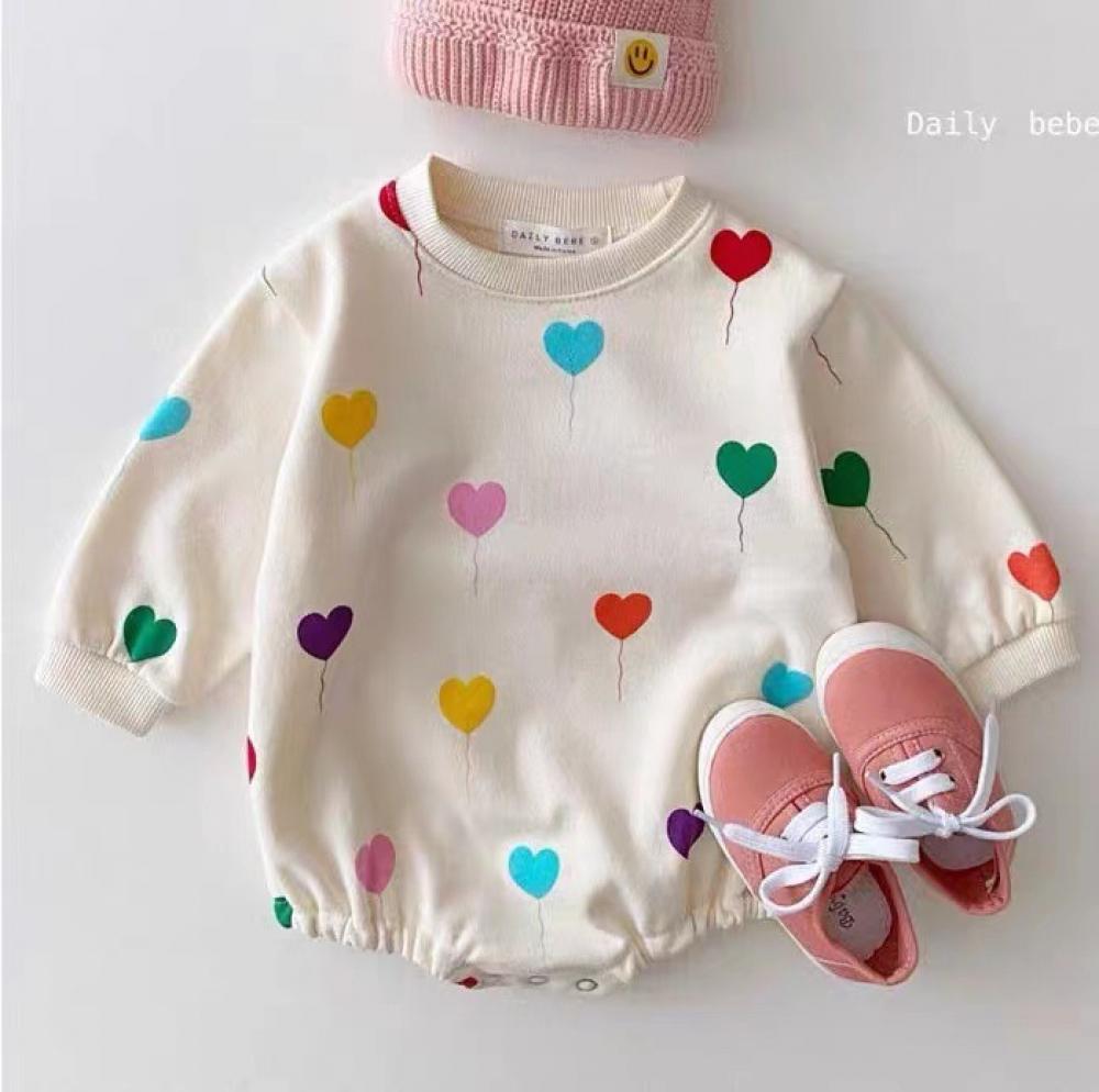 Baby Wrapping Clothes Love Printing Romper Girl Baby Jumpsuit Girl Romper Newborn Class A Romper Wholesale Baby Clothing