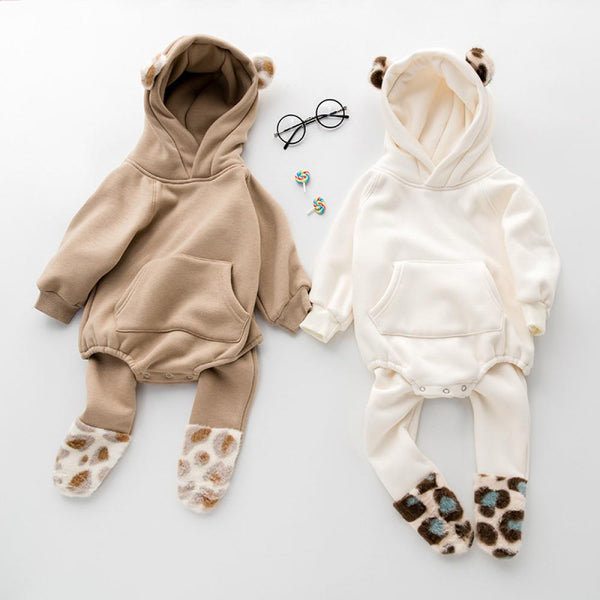 Winter Baby Plush Hooded Jumpsuit Wholesale Baby Clothes