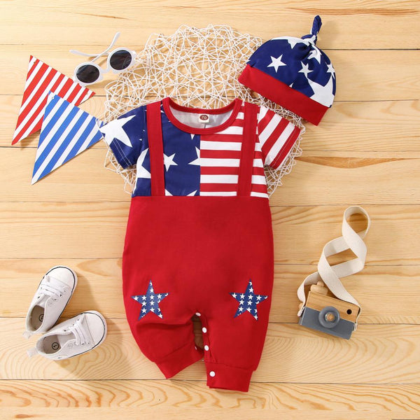 Newborn Baby Boys Romper Independence Day Star Buy Baby Clothes Wholesale
