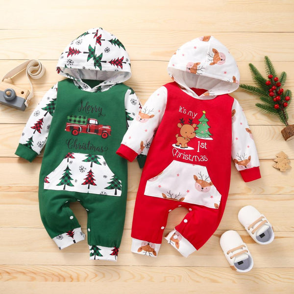 Autumn Baby Hooded Christmas Long-sleeve Romper Wholesale Baby Clothes