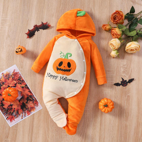Baby Colorblock Hooded Long Sleeve Halloween One Piece Wholesale Baby Clothes