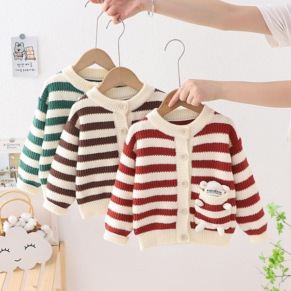 Autumn Boys and Girls Striped Sweater Cardigan Wholesale Baby Children Clothes