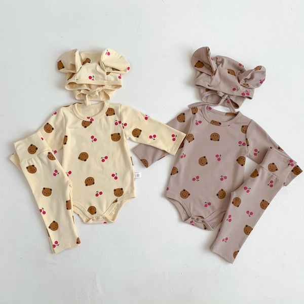 Newborn Children Three-piece Set Of High Waist For Boys And Girls Autumn Home Suit Wholesale Baby Clothes
