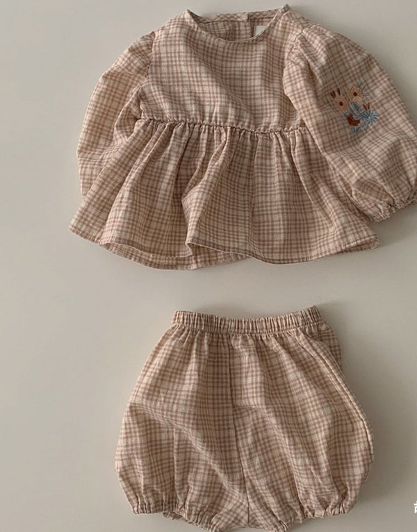Girls Baby Plaid Bread Pants Suit Wholesale Baby Girl Clothes