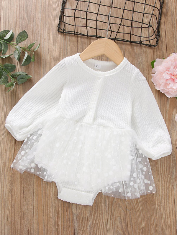 Infant Romper Newborn Baby Long Sleeve Mesh Jumpsuit Wholesale Baby Girl Clothes