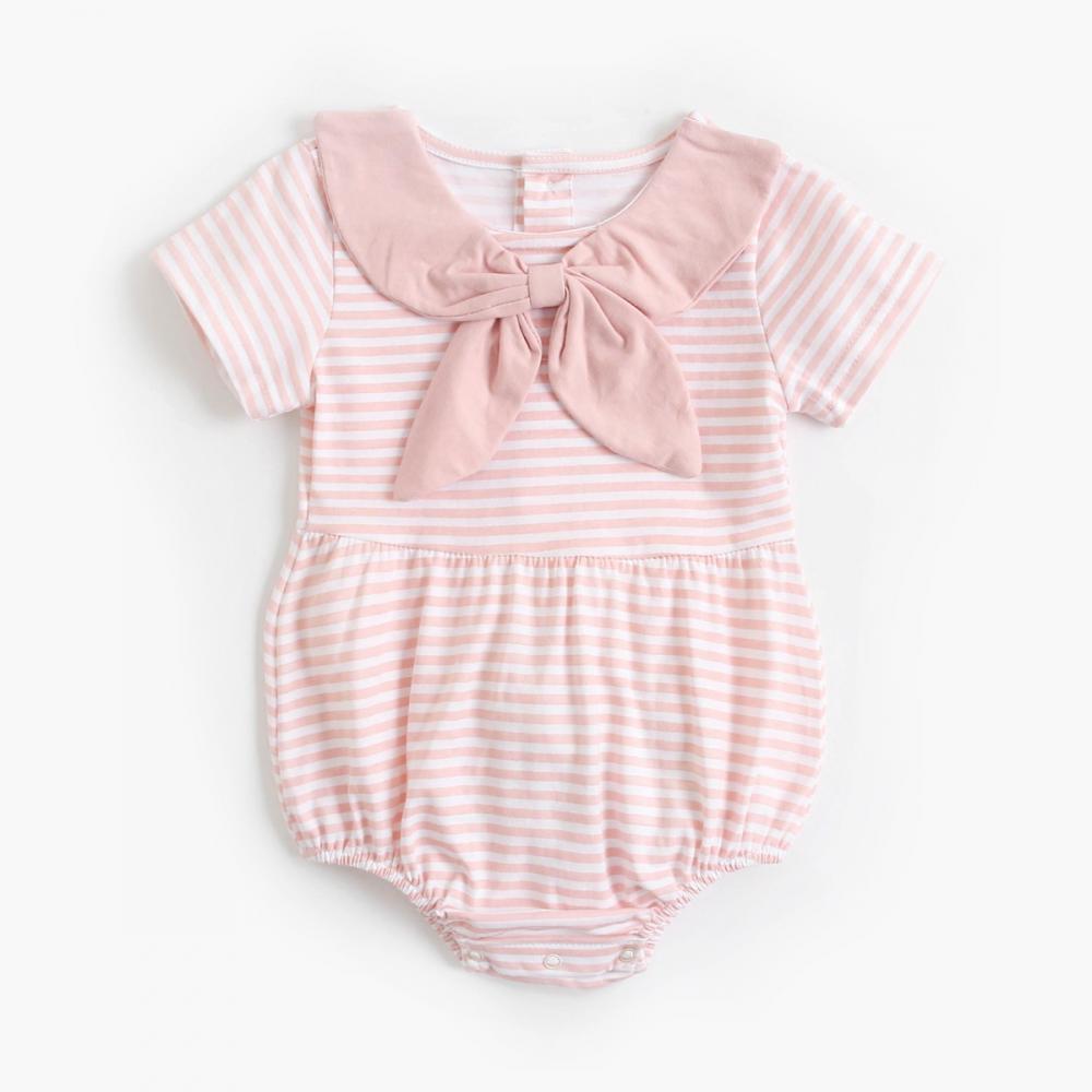 Newborn Baby Girls Romper Summer Stripe Jumpsuit 100% Organic Cotton Baby Clothing Wholesale Distributors
