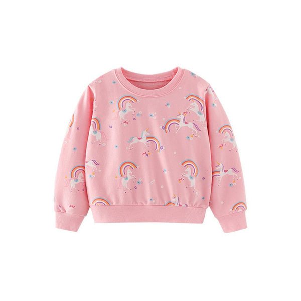 Girls Spring and Autumn Rainbow Unicorn T-shirt Baby Girl Wholesale